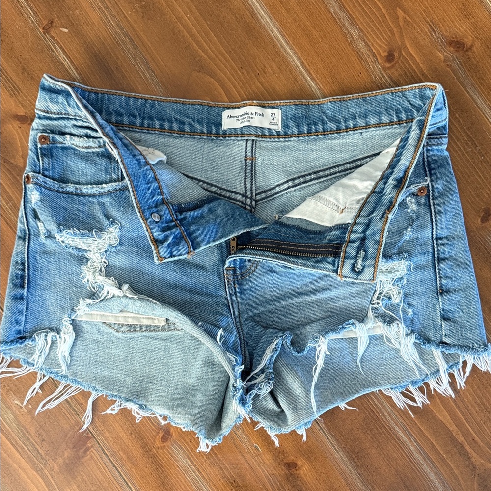 Abercrombie & Fitch Light Blue Distressed Denim Cutoff Shorts
